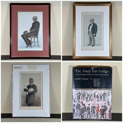 LOT 238: Set Of 3 Vintage Vanity Fair Prints & The Vanity Fair Gallery A Collectors Guide To The Caricatures Book & More