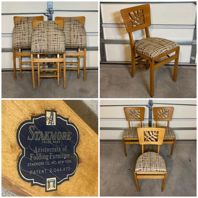 LOT 240: 3 Vintage Stakmore Wooden Folding Chairs
