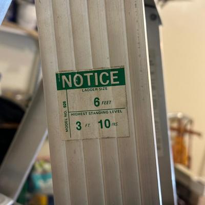 LOT 241: 6 Ft Metal Ladder w/ Folding Hand Truck