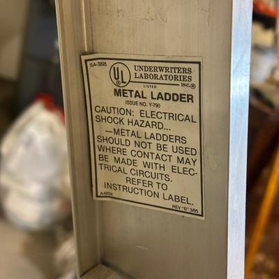 LOT 241: 6 Ft Metal Ladder w/ Folding Hand Truck