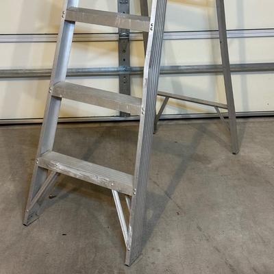 LOT 241: 6 Ft Metal Ladder w/ Folding Hand Truck