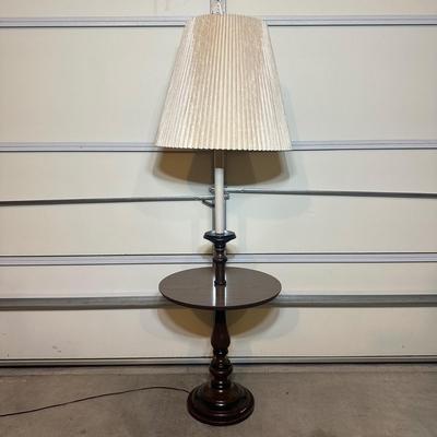 LOT 242: Vintage Wooden Side Table Floor Lamp