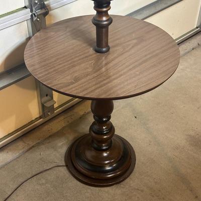 LOT 242: Vintage Wooden Side Table Floor Lamp