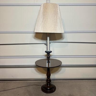 LOT 242: Vintage Wooden Side Table Floor Lamp