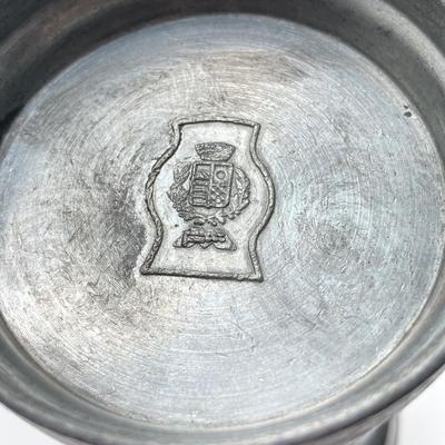 LOT 248: Vintage Dutch Pewter Measuring Cups, Metric System (Alphabet Themed) and Guide to American Pewter Book