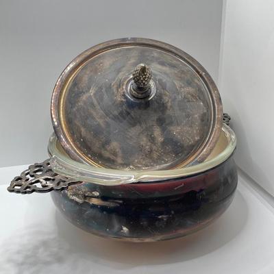 LOT 249: Silver Plate Collection (Rogers Smith, John Wanamaker, English Silver by Leonard Silver, Anchor Hocking Fire-King Ovenware) and...