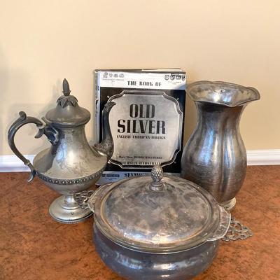 LOT 249: Silver Plate Collection (Rogers Smith, John Wanamaker, English Silver by Leonard Silver, Anchor Hocking Fire-King Ovenware) and...