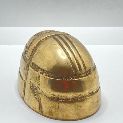 LOT 251: Vintage Brass Collection - Scarab Paper Weight, Service Desk Bell and The Acme Thunderer Made in England Whistle