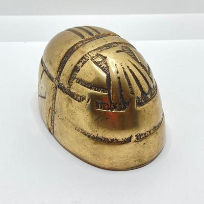 LOT 251: Vintage Brass Collection - Scarab Paper Weight, Service Desk Bell and The Acme Thunderer Made in England Whistle