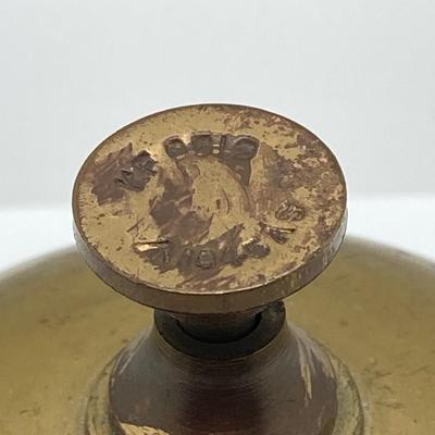 LOT 251: Vintage Brass Collection - Scarab Paper Weight, Service Desk Bell and The Acme Thunderer Made in England Whistle