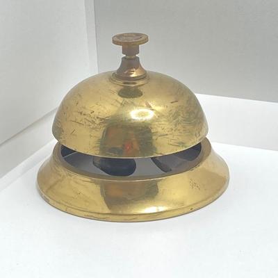 LOT 251: Vintage Brass Collection - Scarab Paper Weight, Service Desk Bell and The Acme Thunderer Made in England Whistle