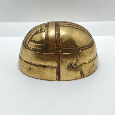 LOT 251: Vintage Brass Collection - Scarab Paper Weight, Service Desk Bell and The Acme Thunderer Made in England Whistle
