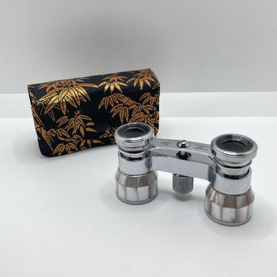 LOT 252: Pair of Stunning Mother of Pearl Opera Glasses with Cases - French Par Brevet Dinvention and Swift Princess 25X Model No 726
