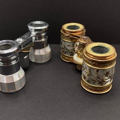LOT 252: Pair of Stunning Mother of Pearl Opera Glasses with Cases - French Par Brevet Dinvention and Swift Princess 25X Model No 726
