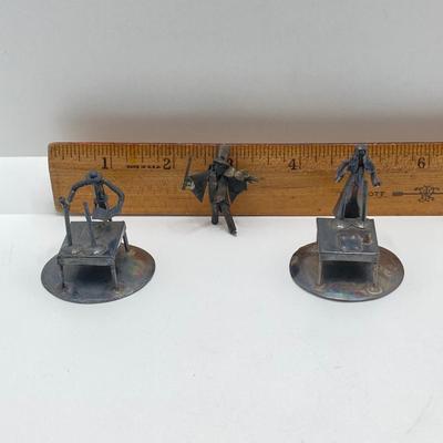 LOT 253: Vintage Figural Silverplate Music Box Hava Nagila Judaica Fiddler with Two Sterling Israel Jerusalem Miniature Figures