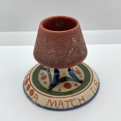 LOT 254: Vintage Nekrassof Enamel Copper Bowl and Pair of Match Striker / Holders