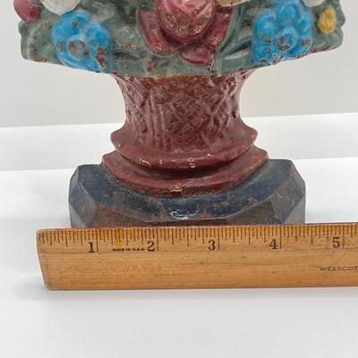 LOT 255: Vintage / Antique Cast Iron Tulip Rose Basket Door Stop