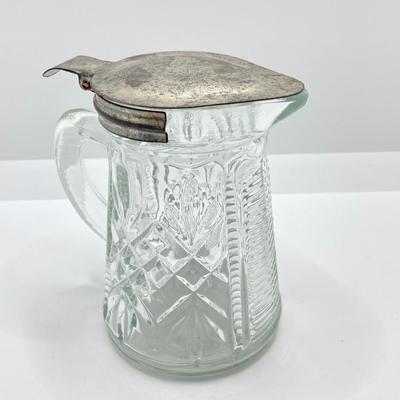 LOT 256: Vintage Silver Plated / Pewter Tea Pots and Cut Crystal Creamer