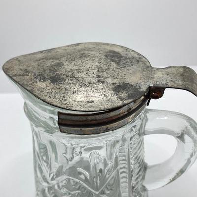 LOT 256: Vintage Silver Plated / Pewter Tea Pots and Cut Crystal Creamer