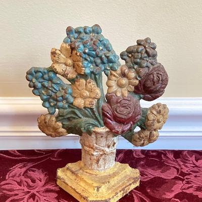 LOT 258: Vintage / Antique Cast Iron Basket Door Stop