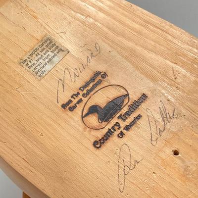 LOT 259: Signed Country Traditions of Waterloo Mallard, Etched Crystal Pitcher and Hand Made in India Painted Lacquer Animal Motif...