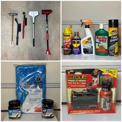LOT 261: Car Essentials! Ice Scrapers, Bungee Cords, Inflate n Go & More!