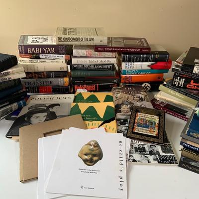 LOT:271: Large Selection of Books on the Atrocities of the Holocaust and Jewish Synagogues