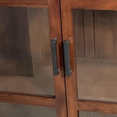 LOT:273: Beautiful Crate and Barrel Style Wood and Glass Library Cabinet