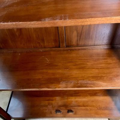 LOT:273: Beautiful Crate and Barrel Style Wood and Glass Library Cabinet