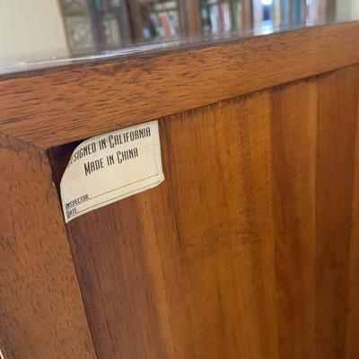 LOT:273: Beautiful Crate and Barrel Style Wood and Glass Library Cabinet