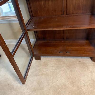 LOT:273: Beautiful Crate and Barrel Style Wood and Glass Library Cabinet