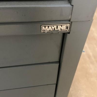 LOT:274: Set of 2 Stacked Mayline Steel 5-Drawer Flat Filing Cabinets with Removable Top