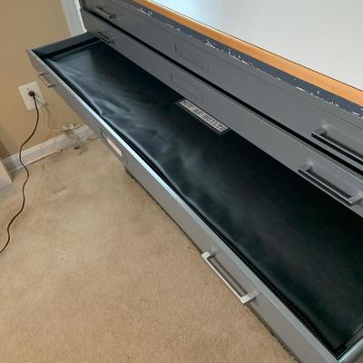 LOT:274: Set of 2 Stacked Mayline Steel 5-Drawer Flat Filing Cabinets with Removable Top