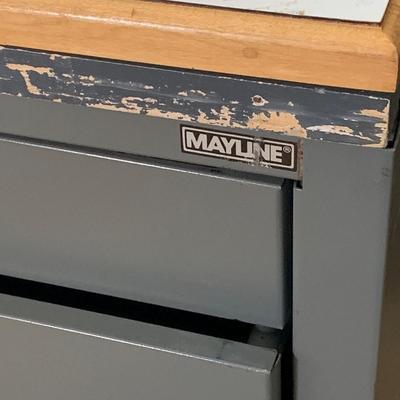 LOT:274: Set of 2 Stacked Mayline Steel 5-Drawer Flat Filing Cabinets with Removable Top