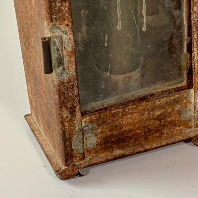 LOT:275: Antique Metal and Glass Candle Lantern