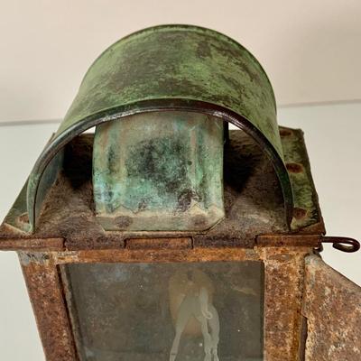 LOT:275: Antique Metal and Glass Candle Lantern