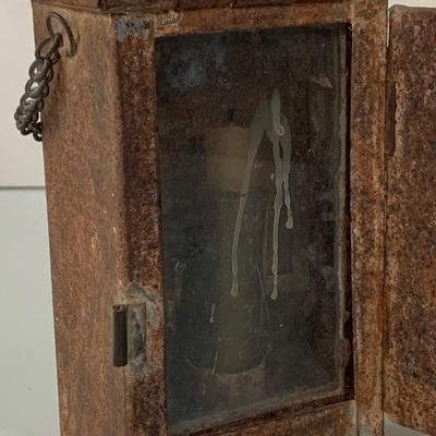 LOT:275: Antique Metal and Glass Candle Lantern