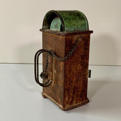 LOT:275: Antique Metal and Glass Candle Lantern