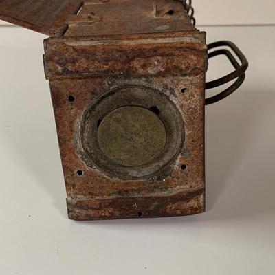 LOT:275: Antique Metal and Glass Candle Lantern