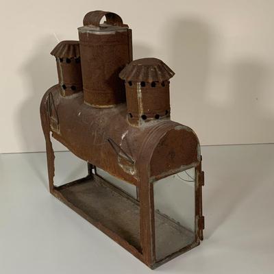 LOT:277: Vintage/Antique Glass and Metal Chanukah Lamp