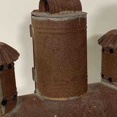 LOT:277: Vintage/Antique Glass and Metal Chanukah Lamp