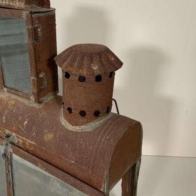 LOT:277: Vintage/Antique Glass and Metal Chanukah Lamp