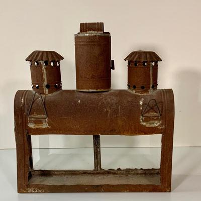 LOT:277: Vintage/Antique Glass and Metal Chanukah Lamp