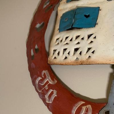 LOT:279: Large Rustic 'Welcome Friends to Our Home' Signed Round Metal Sign/Wall Art