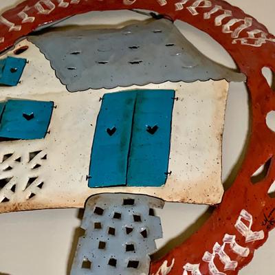 LOT:279: Large Rustic 'Welcome Friends to Our Home' Signed Round Metal Sign/Wall Art