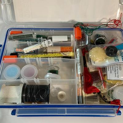 LOT:281: Embroidery Floss/Yarns, Beads, Scissors, Books on Traditional Jewish Crafting, Misc Supplies