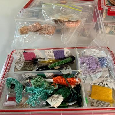 LOT:281: Embroidery Floss/Yarns, Beads, Scissors, Books on Traditional Jewish Crafting, Misc Supplies