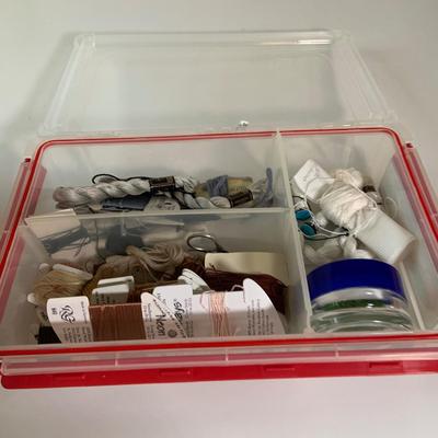 LOT:281: Embroidery Floss/Yarns, Beads, Scissors, Books on Traditional Jewish Crafting, Misc Supplies