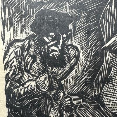 LOT 381: 2 Vintage Woodblock Prints Signed by Artist