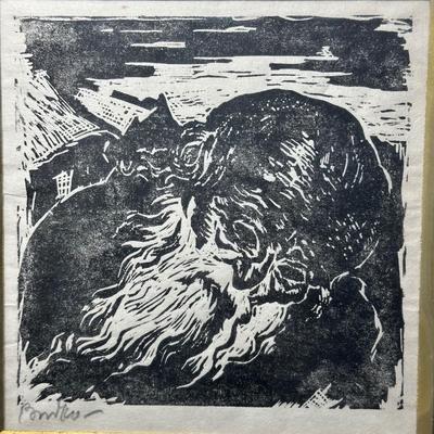 LOT 381: 2 Vintage Woodblock Prints Signed by Artist